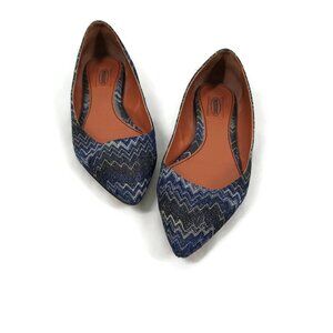 Missoni Italy Blue zig zag sparkly knit ballet flats
